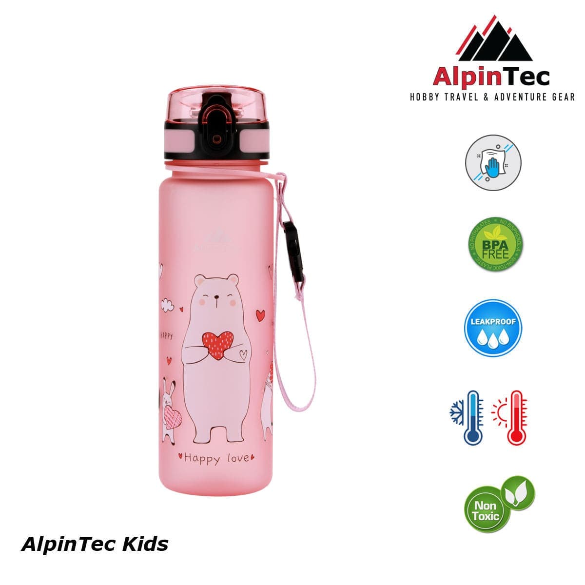 Παγούρι Alpin tec Kids Αρκουδάκι Ροζ 500ml